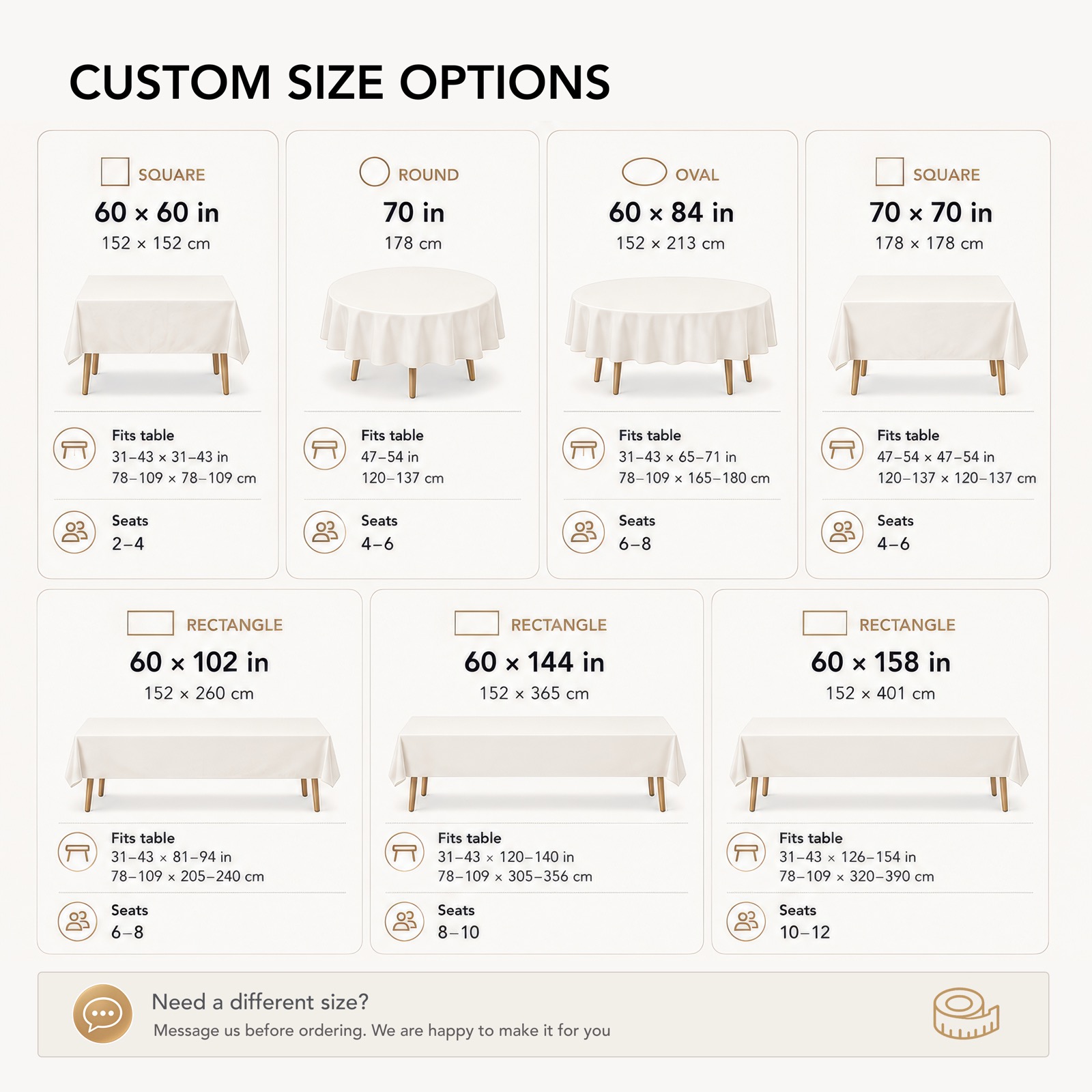 Custom size options guide